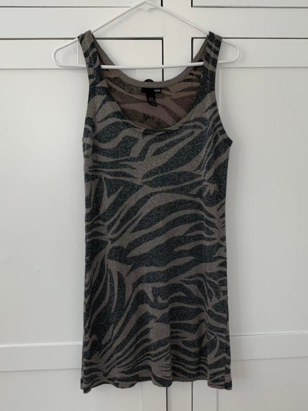 H&M Women's Cream and Grey Dress